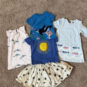Kids Graphic T-Shirts and Skirt Set